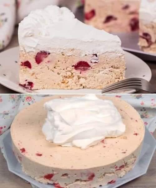 Bolo de creme de morango sem cozer