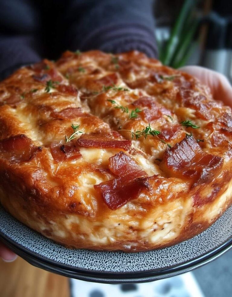 Bolo com bacon e queijo de cabra Camargue