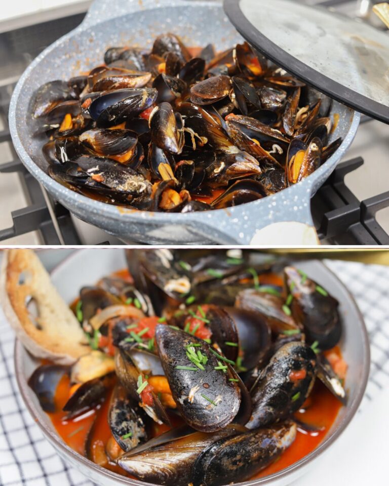 Mexilhões com Chouriço em Caldo de Tomate 🍅🌿