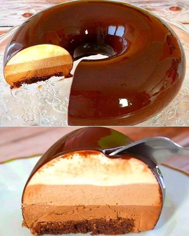 Bolo Mousse de Três Chocolates