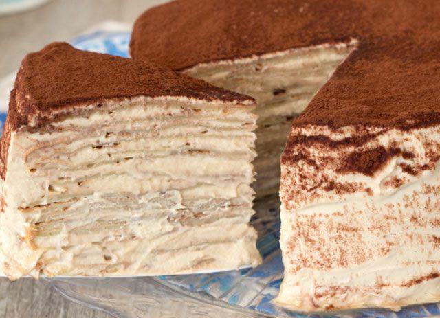 Bolo de crepes de Tiramisú