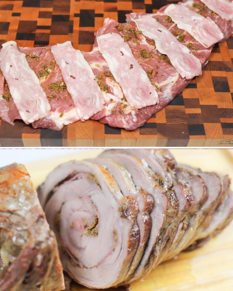 🍖 Rocambole de porco com bacon e molho de cenoura 🥕🔥