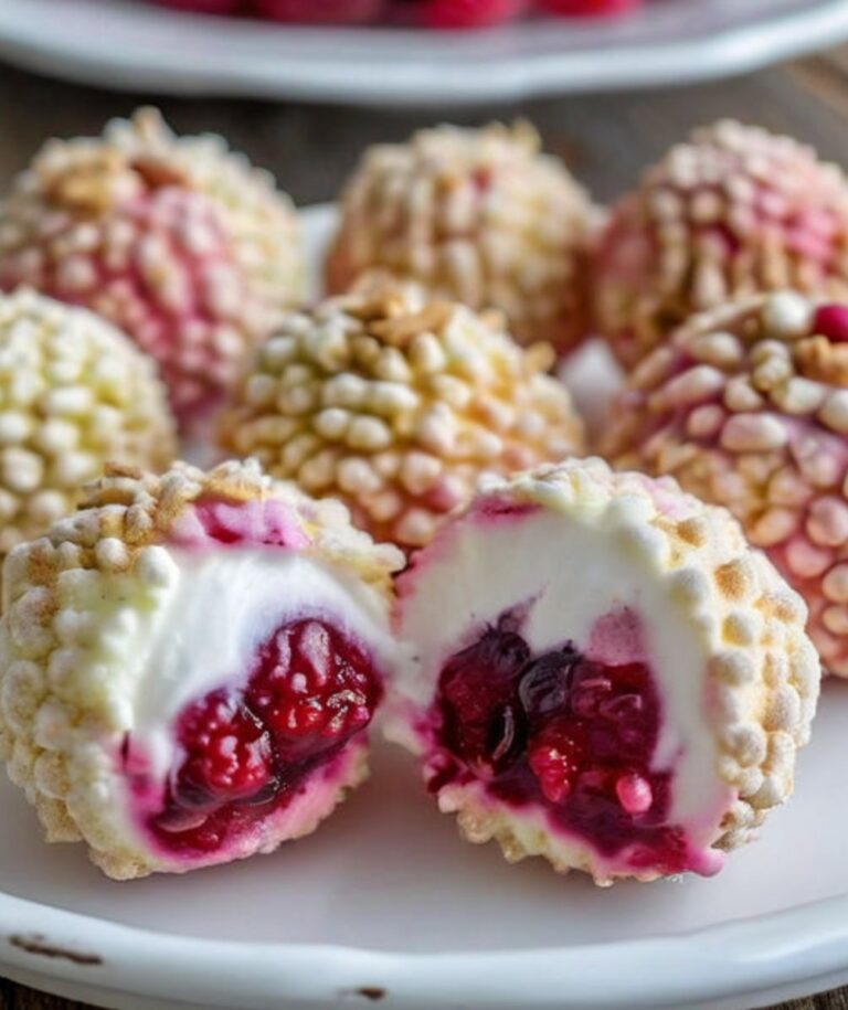 Bolinhas de queijo creme com framboesa, como eu adoro mhmmm