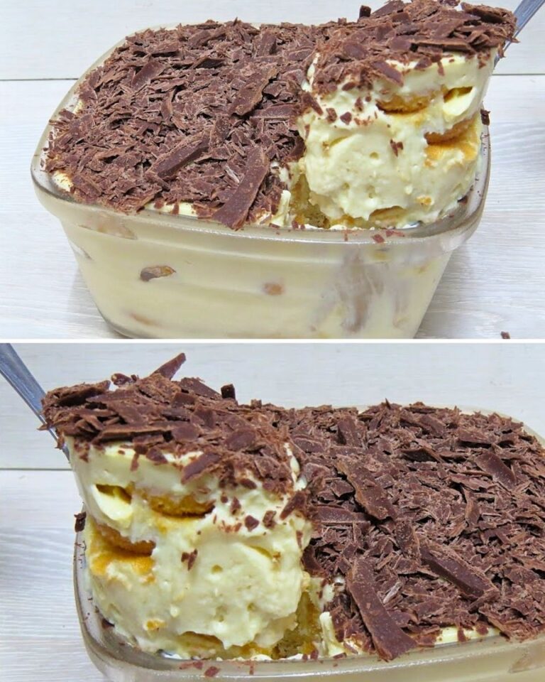 Pavê fácil de misturar que não precisa de ser aquecido, basta bater as natas e bater