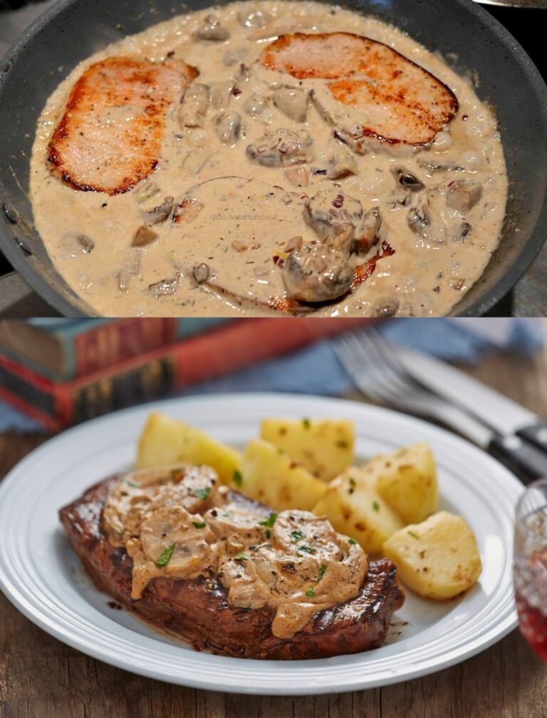 Bife assado com cogumelos durante 15 minutos