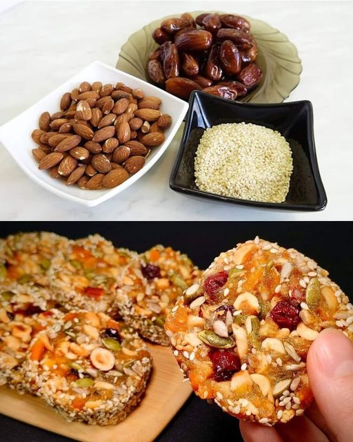 Barras energéticas com nozes e frutos secos