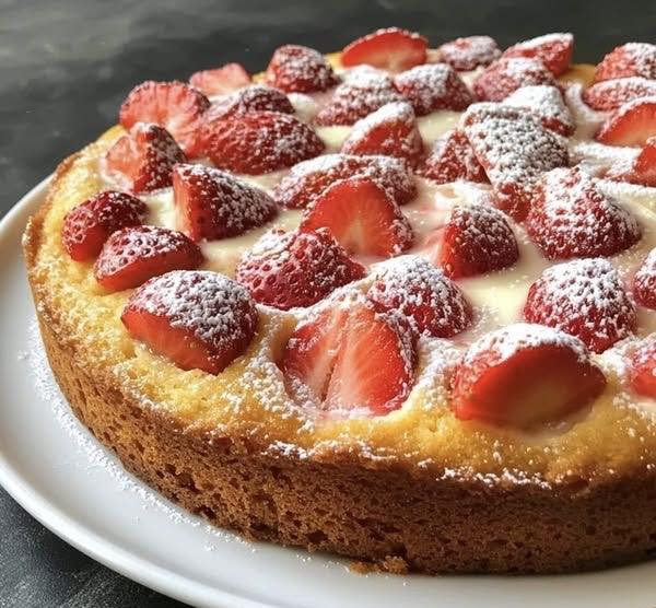 Bolo de iogurte com morangos