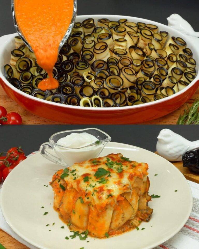 Rolinhos de beringela com tomate e queijo