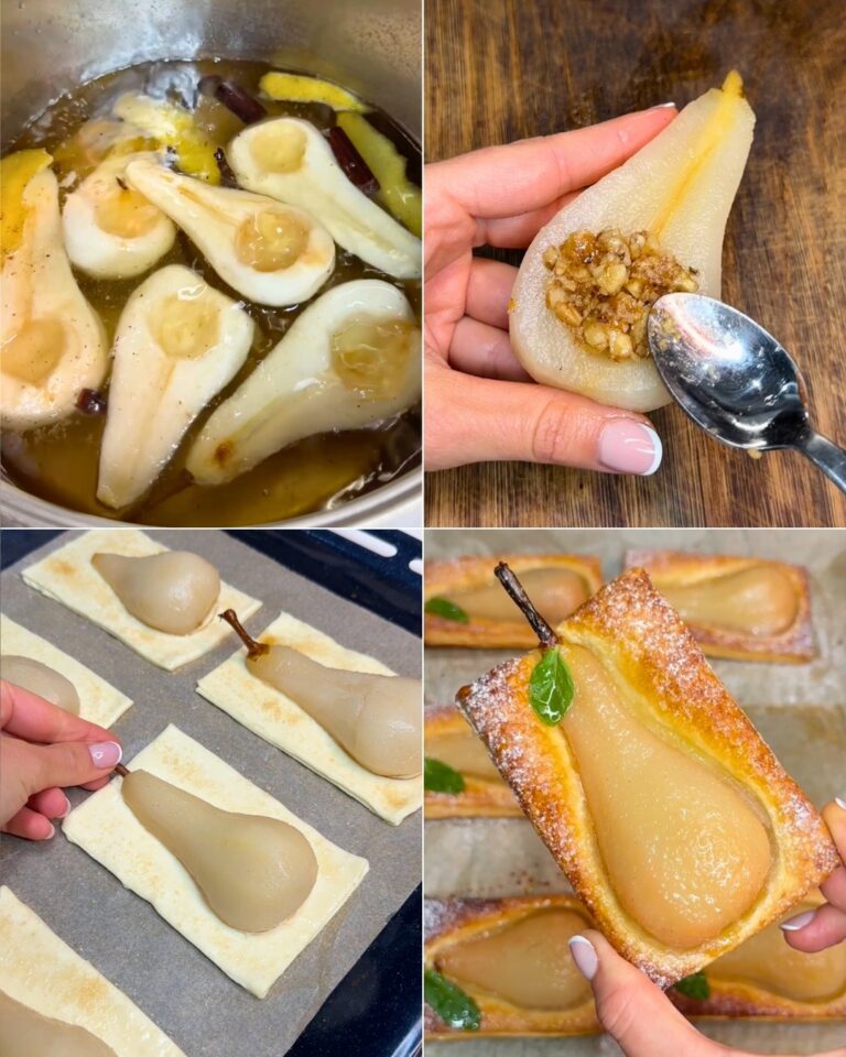 Tortas de massa folhada e pêra rápidas e fáceis