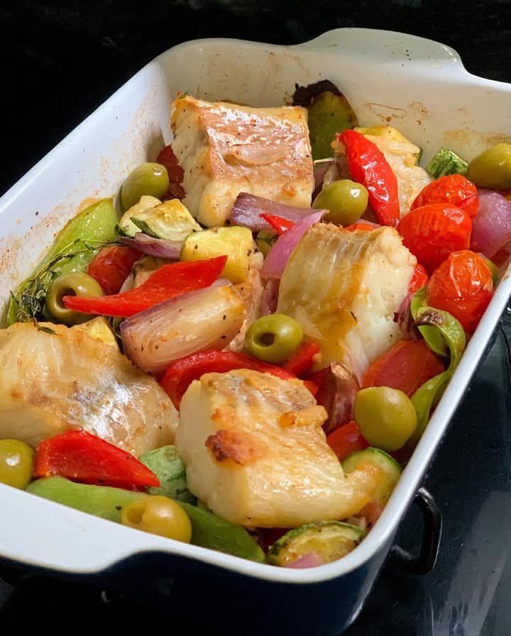 Bacalhau com legumes 🐟🥦🍅🥒