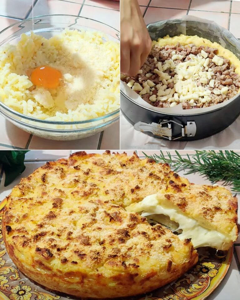 Crumble de batata e salsicha