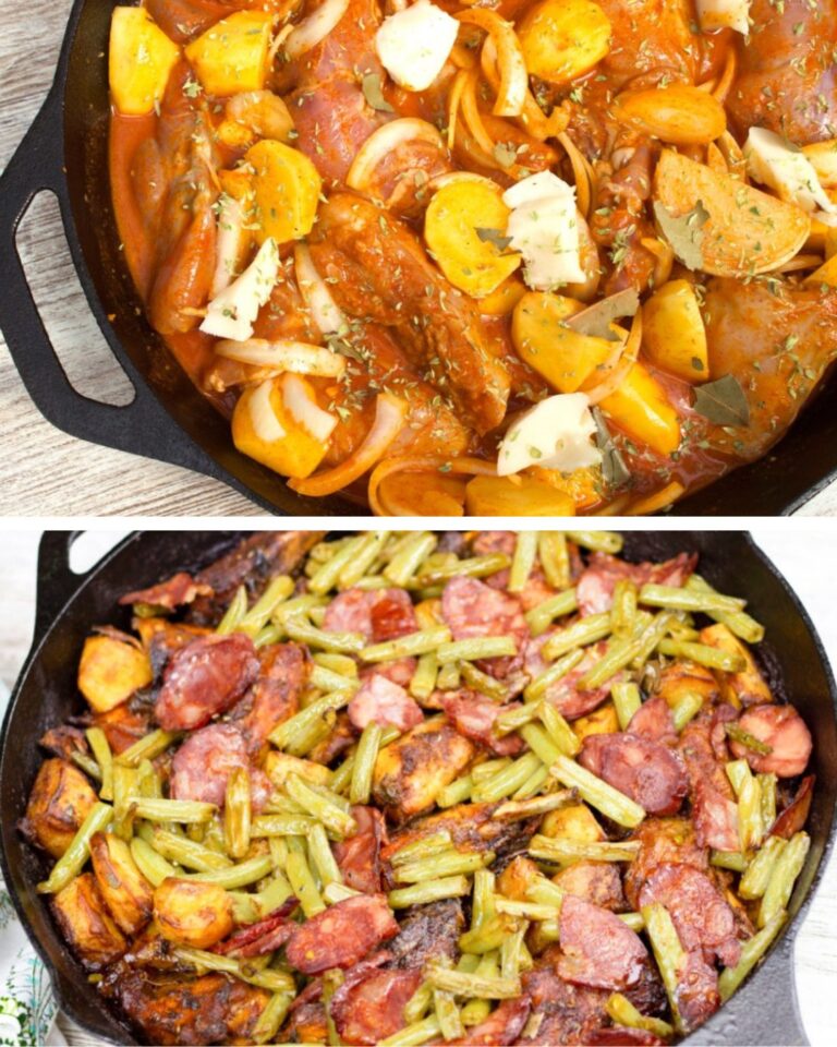 🍽️ Coelho Assado com Batata e Feijão-Verde 🥘