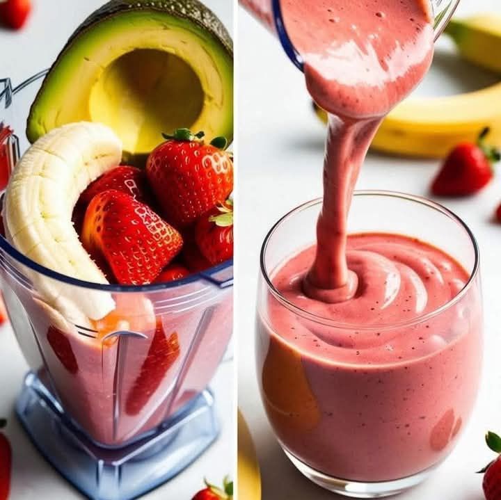 Batido de banana com abacate e morango 🍸 🥛