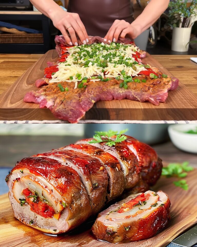 Receita de Pescoço de Porco Recheado com Carne de Porco