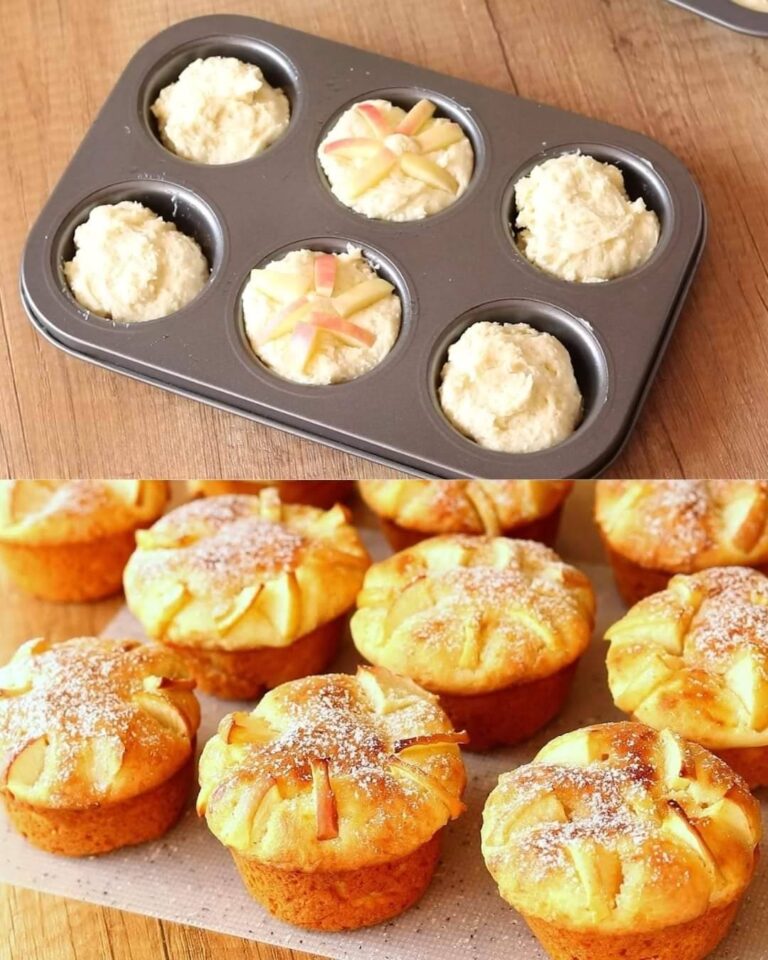 Muffins de coalhada macios e arejados com maçãs
