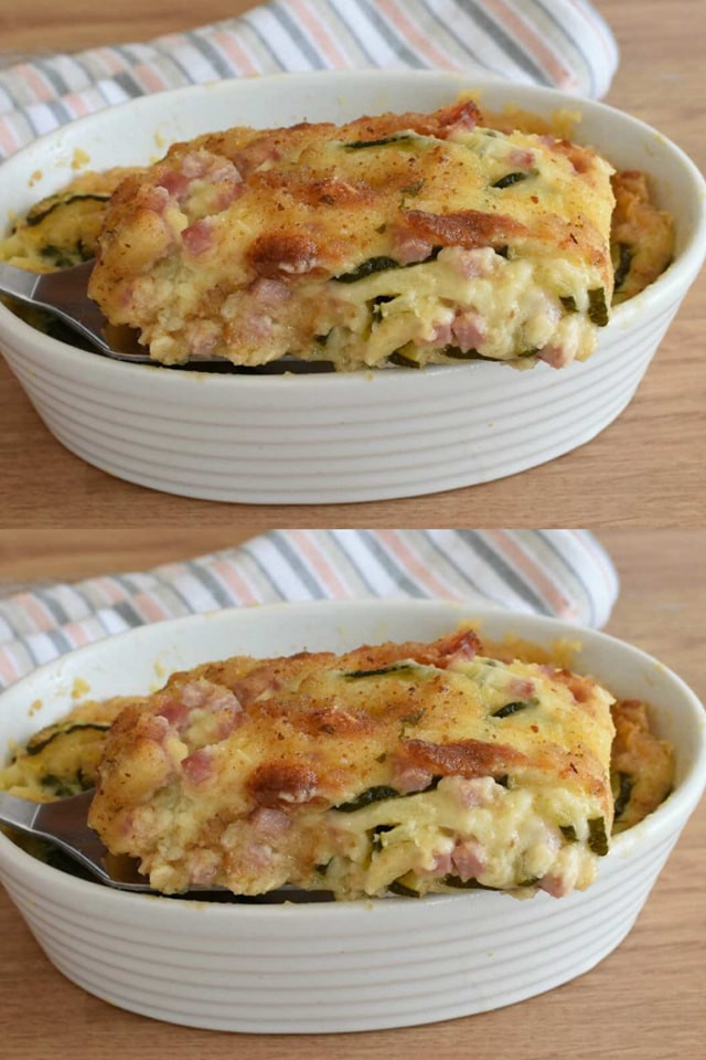 Gratinado de courgette com fiambre e queijo super bom