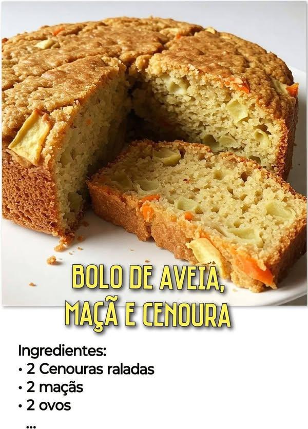 Bolo de Aveia, Maçã e Cenoura Saudável, Fofinho e Irresistível