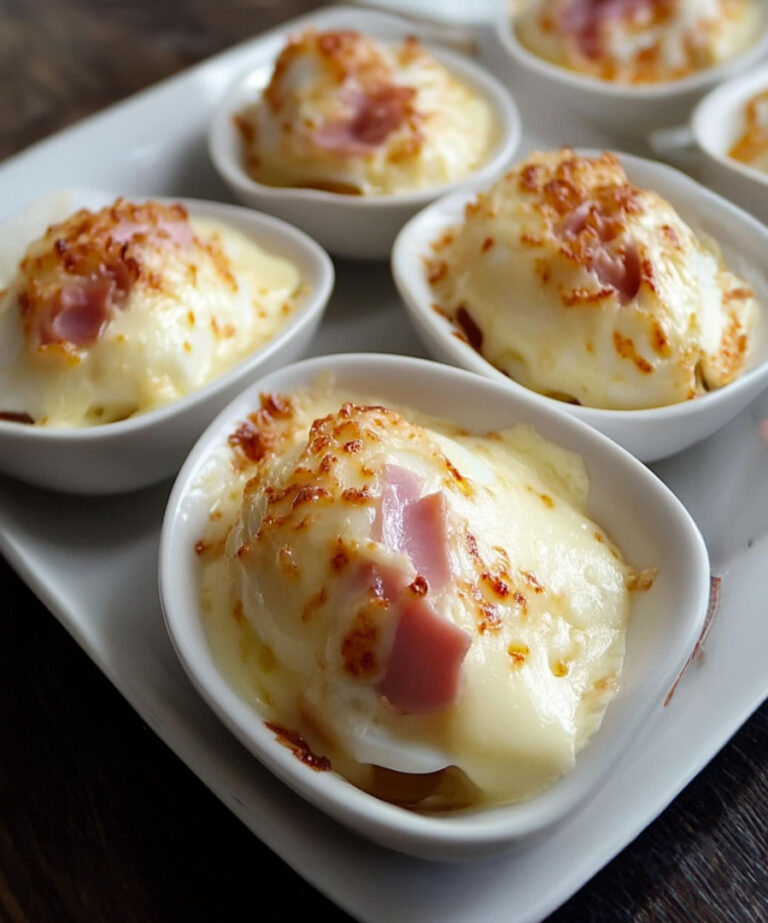 Gratinado de ovo cozido com fiambre e queijo bechamel: um clássico reconfortante